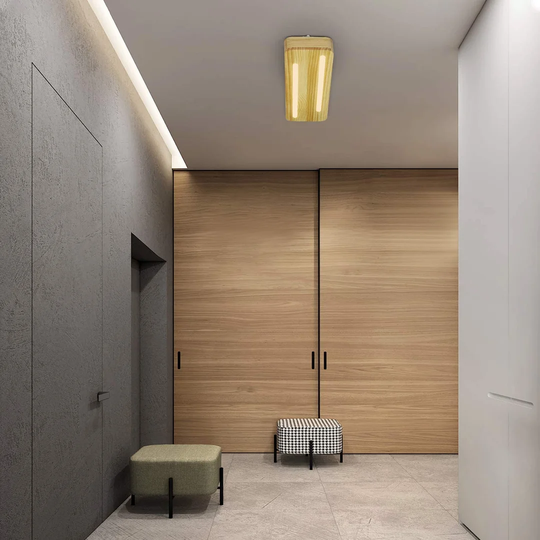 Ivy Bronx LED Ceiling Light Wood Modern Ceiling Lamp Dimmable With Remote Control 60Cm 21W Rectangular Living Room Lamp Corridor Lamp Also For Kitchen