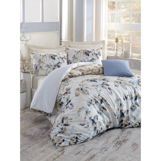 Lanesborough Blue/Beige 100% Cotton Reinforce 145 TC Duvet Cover Set