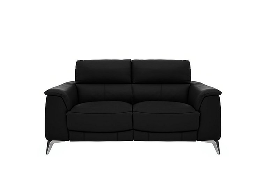 Odyssey 2 Seater Leather Recliner Sofa with Power Headrests - Black- World of Leather