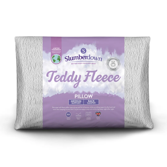 Slumberdown Teddy Fleecy Medium Support Back Sleeper Pillow