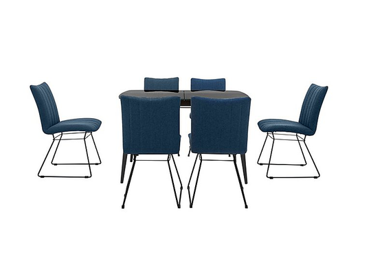 Ace Small Extending Dining Table and 6 Chairs - Blue