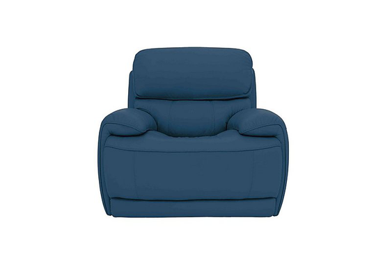 Relax Station Rocco Leather Power Rocker Armchair with Power Headrests - Blue- World of Leather