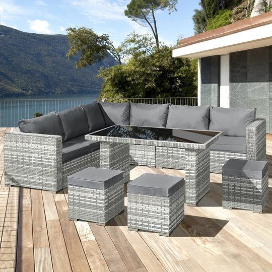 Lizzo 9 Seater Rattan Corner Sofa Set