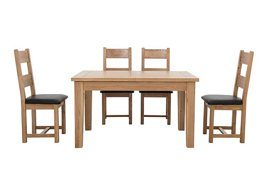 Furnitureland - California Solid Oak Rectangular Extending Table and 4 Wooden Chairs