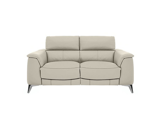 Odyssey 2 Seater Leather Recliner Sofa with Power Headrests - Grey- World of Leather