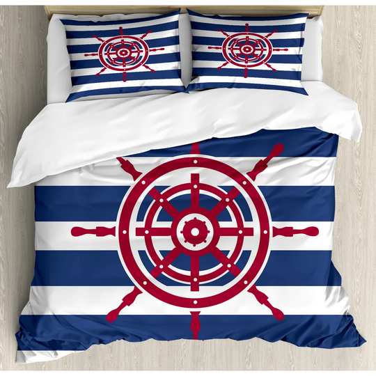 Snowden Blue/Red 100% Brushed Microfibre Duvet Cover Set