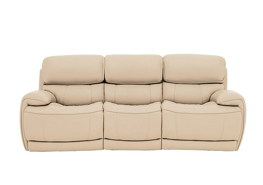 Relax Station Rocco 3 Seater Leather Power Rocker Sofa with Power Headrests - Beige- World of Leather