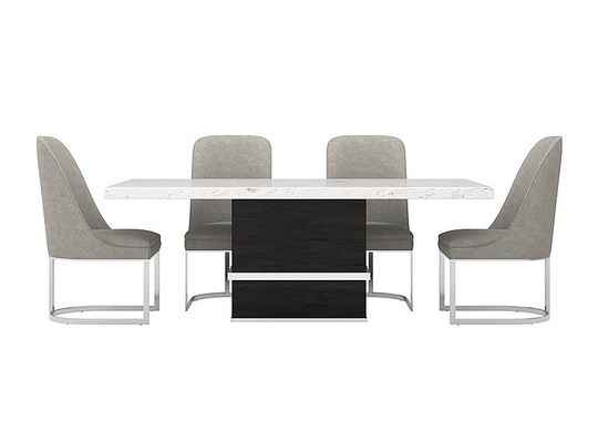Stone International - Annalisa Dining Table and 4 Fabric Dining Chairs