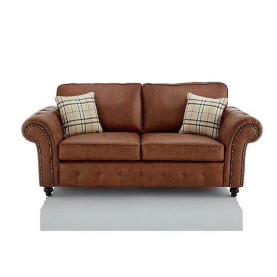 Delmar 211Cm Faux Leather Scroll Arms Sofa