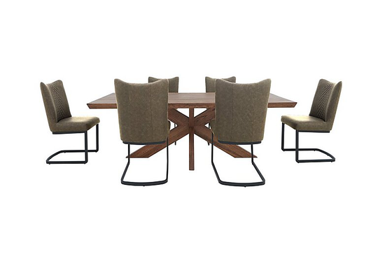 Bodahl - Loki Dining Table and 6 Olive Cantilever Dining Chairs Dining Set
