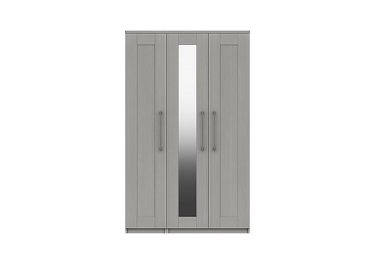 London Bedrooms - Fenchurch 3 Door Wardrobe with Mirror - Grey