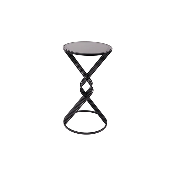 STRING SIDE TABLE METAL/GLASS BLACK COLOUR