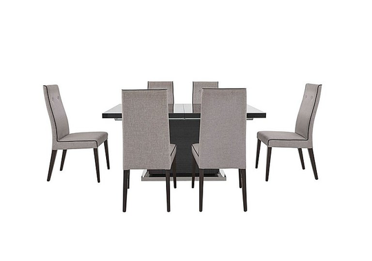 ALF - St Moritz Extending Dining Table and 6 Fabric Dining Chairs - Grey