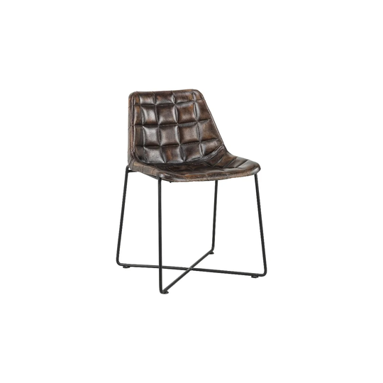 Stitched Curve Genuine Leather Upholstered Dining Chair