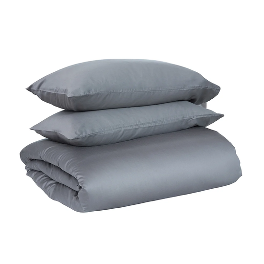 Shorey Grey 100%Cotton Sateen Plain Bedding Duvet Cover Set Luxury Quilt Cover with Pillowcases