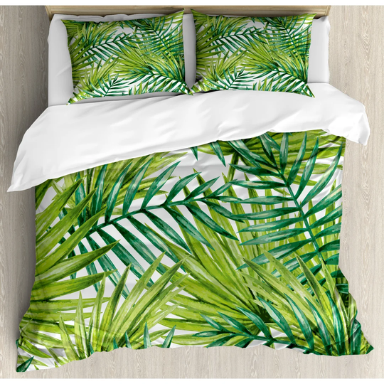 Grimkil White/Green 100% Microfibre 260 TC Duvet Cover Set