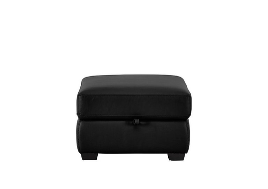 Compact Collection Petit Leather Storage Footstool - Black- World of Leather