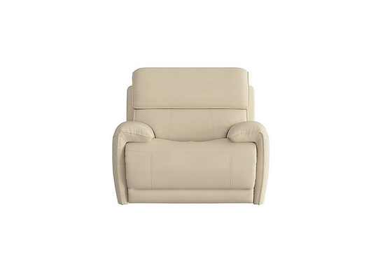 Link Leather Power Recliner Armchair with Power Headrest - Beige- World of Leather