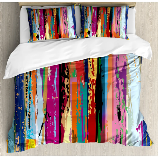 Maitland Red/Pink/Blue Microfibre 350 TC Modern & Contemporary Duvet Cover Set