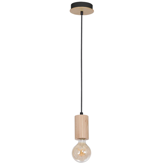 Hussain 1 - Light Single Bulb Pendant with Wood Accents