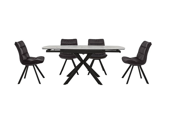 Diego Round Extending Dining Table and 4 Chairs - Grey