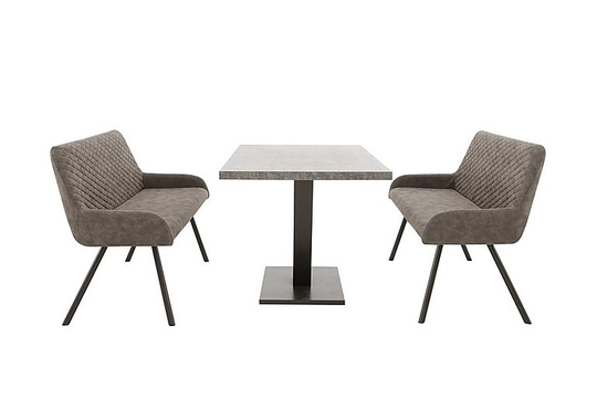 Rocket Dining Table with 2 Faux Leather High Back Benches Dining Set