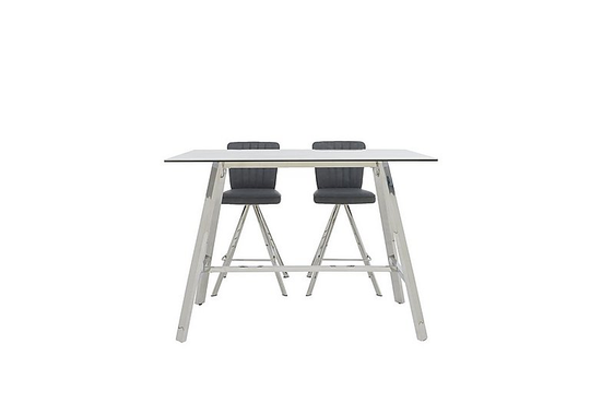 Vegas Bar Table with 2 Faux Leather Swivel Barstools