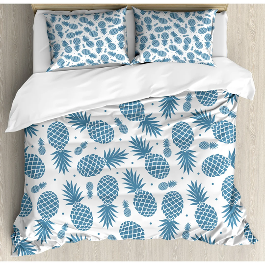 Ramas Blue/White Microfibre 350 TC Duvet Cover Set