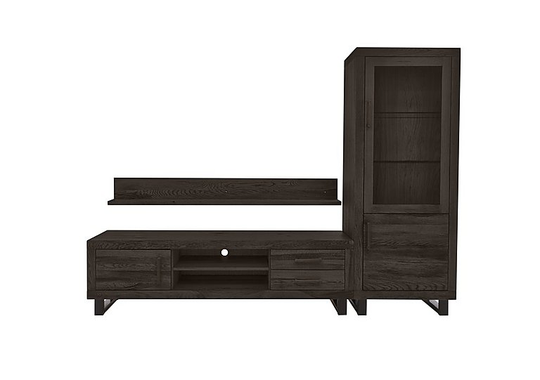 Bodahl - Terra Large Media Set with Large TV Unit, Small Display Cabinet and 180cm Wall Shelf - Brown