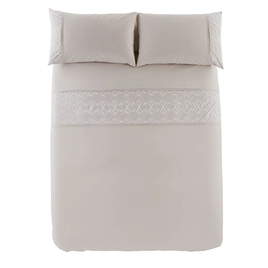 Azula Taupe Standard Cotton 200 TC 3 Piece Duvet Cover Set