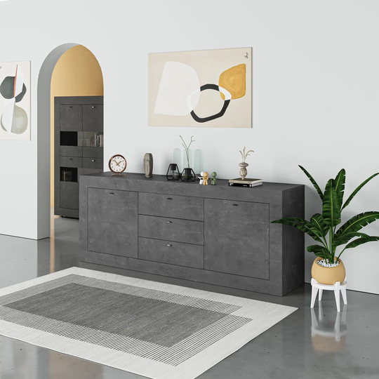 Johnar 210Cm Wide 3 Drawer Sideboard