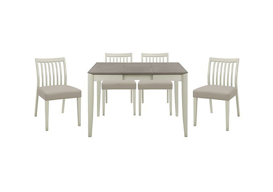 Skye Small Table and 4 Slatted Chairs - Grey