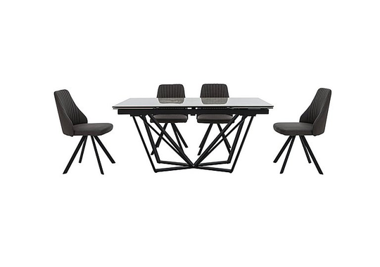 Aquila Extending Dining Table and 4 Swivel Dining Chairs - Grey