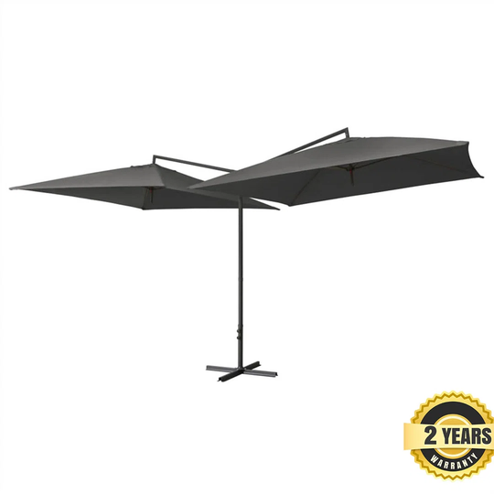 Double parasol with steel pole 250-250cm anthracite