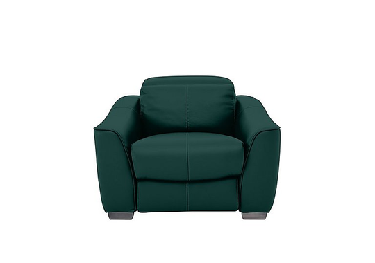 Xavier Leather Power Recliner Armchair with Power Headrest - Green- World of Leather