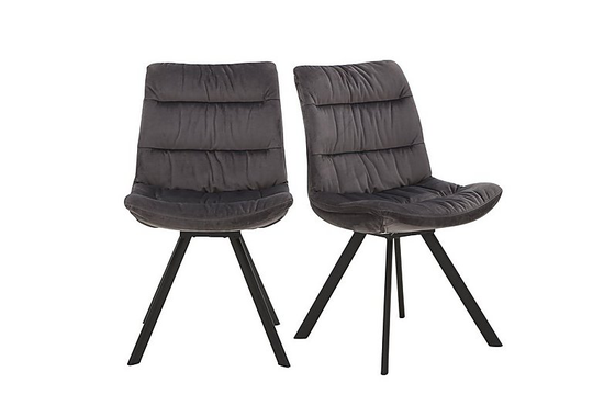 Diego Pair of Velvet Dining Chairs - Grey