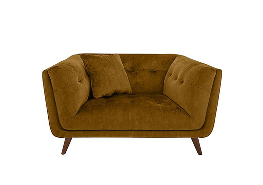 Rene Fabric Cuddler Sofa - Yellow