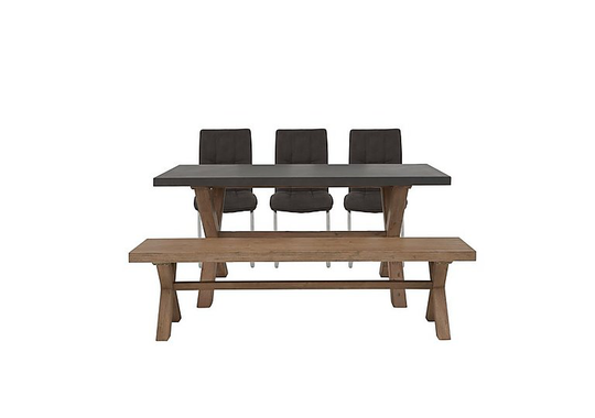 Fusion Small Table, 3 Chairs and Dining Bench Set