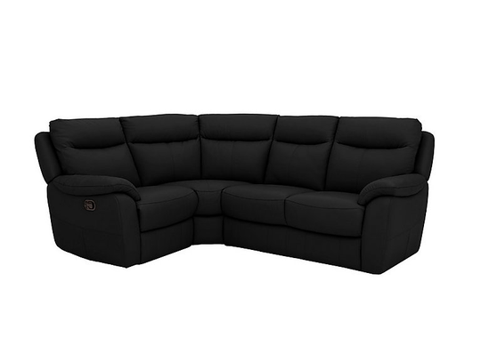 Snug Compact Leather Corner Sofa - Black- World of Leather