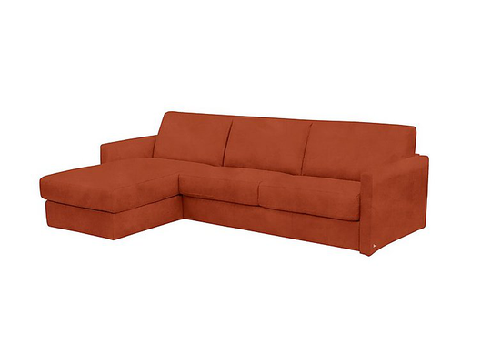 Nicoletti - Alcova 3 Seater Fabric Sofa Bed with Storage Chaise with Slim Arms - Brown