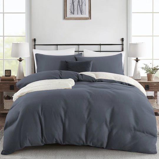 Teddy Fleece 100% Microfiber Sherpa Duvet Cover Set