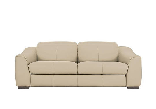 Xavier 3 Seater Leather Power Recliner Sofa with Power Headrests - Beige- World of Leather