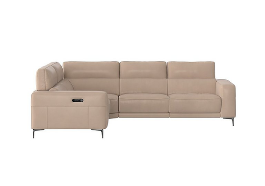 Adama Leather Corner Sofa - Beige- World of Leather