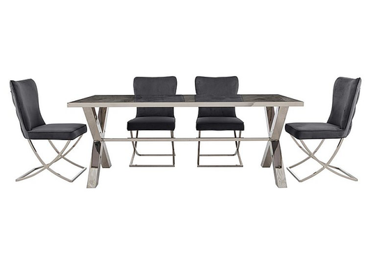 Vanquish Large Dining Table and 4 Dining Chairs