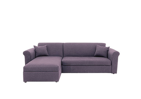Versatile 2 Seater Fabric Chaise Sofa Bed with Storage with Scroll Arms - Purple