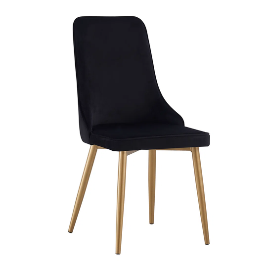 Pair Of Velvet Dining Chairs Black Gold