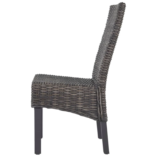 Dining Chairs 4 Pcs Brown Kubu Rattan And Mango Wood