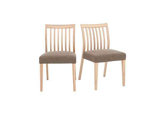 Duplex Pair of Low Slatted-Back Dining Chairs - Brown