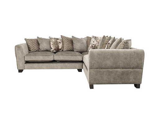 Ariana Small Fabric Pillow Back Corner Sofa - Beige