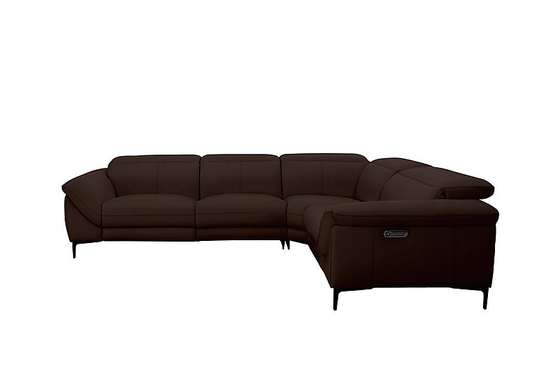Galaxy Power Corner Sofa with Power Headrests - Brown- World of Leather